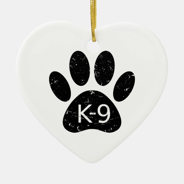 Grunge gestörter Hund Paw K-9 Keramik Ornament (Vorne)