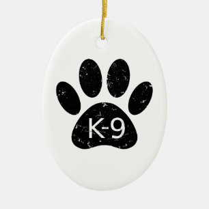 Grunge gestörter Hund Paw K-9 Keramik Ornament
