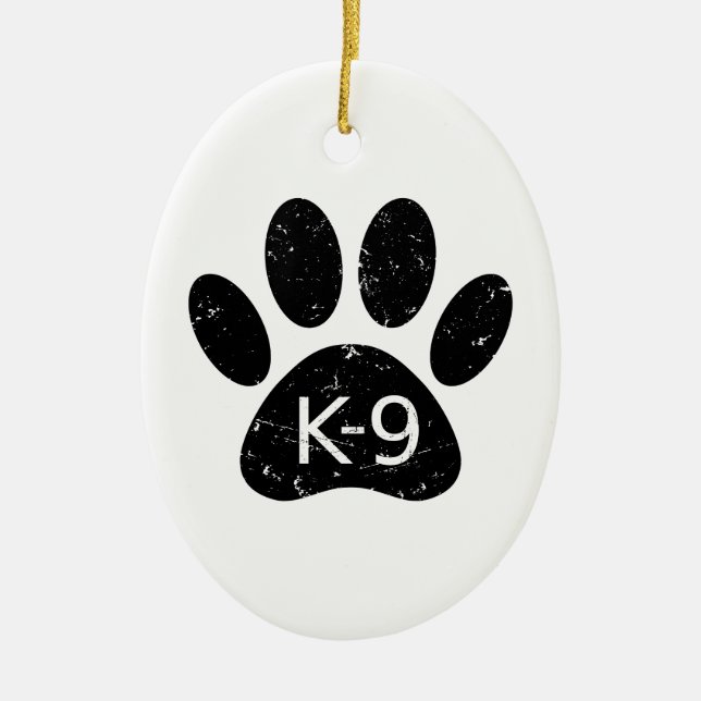 Grunge gestörter Hund Paw K-9 Keramik Ornament (Vorne)