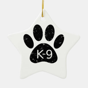 Grunge gestörter Hund Paw K-9 Keramikornament