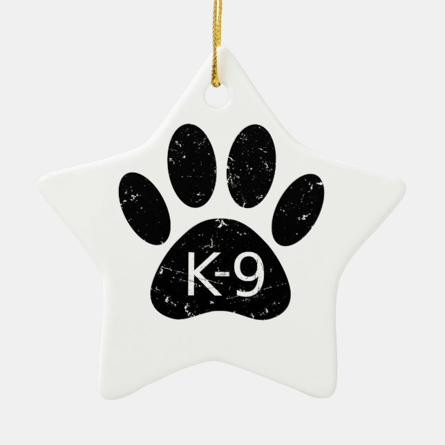Grunge gestörter Hund Paw K-9 Keramikornament (Vorne)