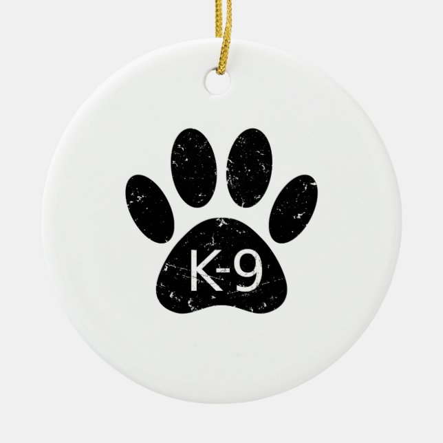 Grunge gestörter Hund Paw K-9 Keramikornament (Vorne)
