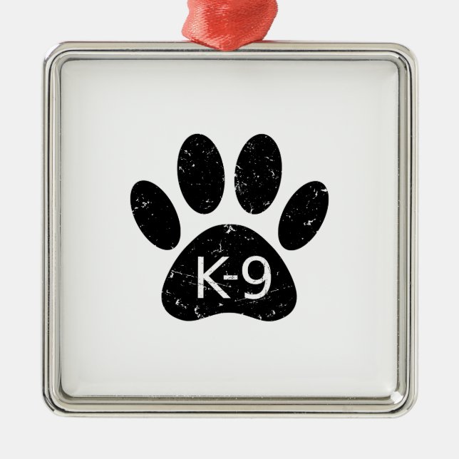 Grunge gestörter Hund Paw K-9 Ornament Aus Metall (Vorne)
