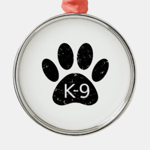 Grunge gestörter Hund Paw K-9 Silbernes Ornament