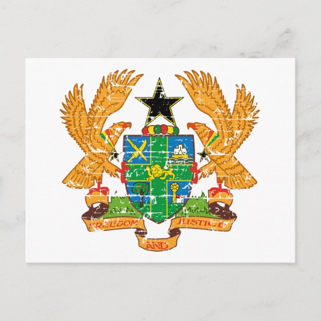 Grunge Ghana Wappen Designs Postkarte (Vorderseite)