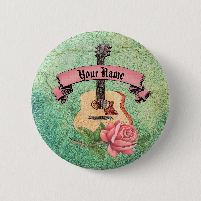 Grunge Gitarre und Rose Button (Vorderseite)