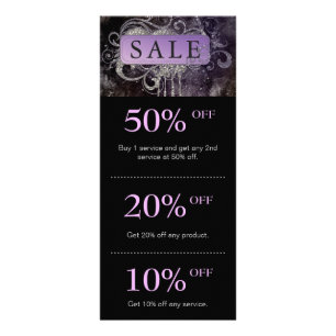 Grunge Glitter Salon Schwarz Lila Promo Karte Werbekarte