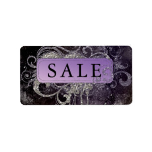 Grunge Glitzer Salon Black Lila Sale Adresse Adressaufkleber