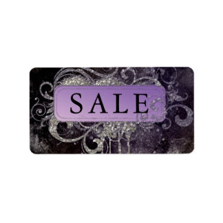 Grunge Glitzer Salon Black Lila Sale Adresse Adressaufkleber
