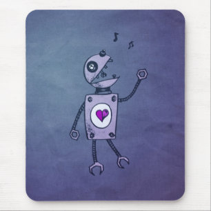 Grunge-glücklicher-singender-Retro-Roboter Mousepad