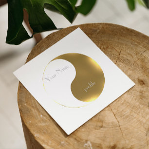 Grunge golden&weiß Yin Yang Quadratische Visitenkarte