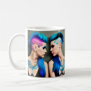 Grunge Goth Lesbian Liebe   Couple AI Art Kaffeetasse