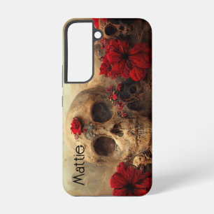Grunge Goth Rotes Blumen-Schädel Samsung Galaxy Hülle