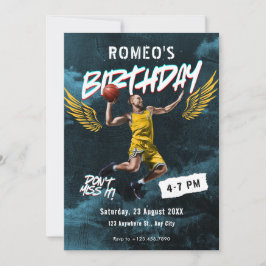 Grunge Graffiti Basketball Foto Geburtstag Einladung