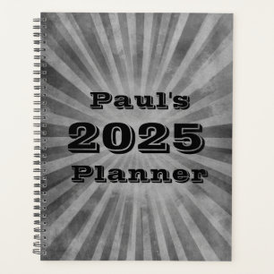 Grunge Gray Streifen Personalisierter Planer