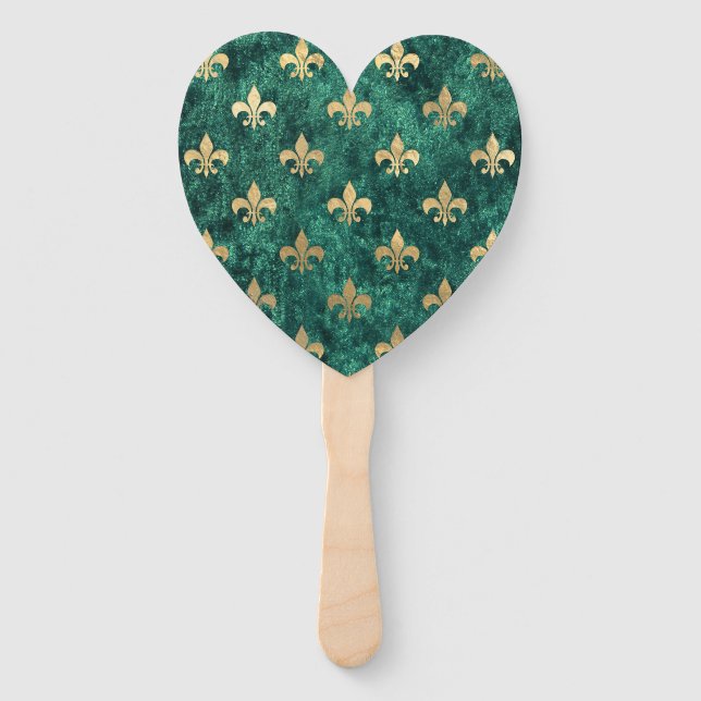 Grunge Green Velvet Lilie Mardi Gras Fächer (Vorderseite)