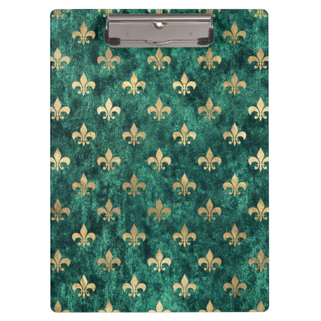 Grunge Green Velvet Lilie Mardi Gras Klemmbrett (Vorderseite)