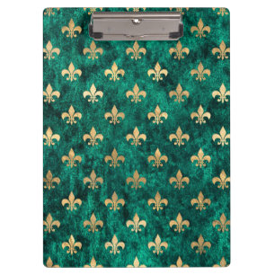 Grunge Grün Samt Fleur De Lis Mardi Gras Klemmbrett