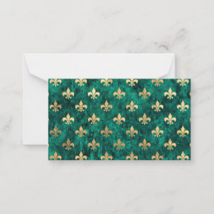 Grunge Grün Samt Fleur De Lis Mardi Gras Mitteilungskarte