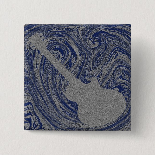 Grunge Guitar Button, Royal Blue Button (Vorderseite)