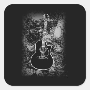 Grunge Guitar Graphic Gitarrist Rock Musician Jazz Quadratischer Aufkleber