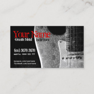 Grunge Guitar Grau/Schwarz & Rot Business Card Visitenkarte