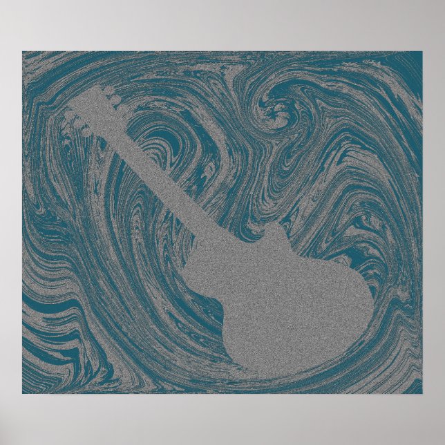 Grunge Guitar Poster, Aquamarin Poster (Vorne)