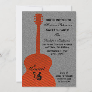 Grunge Guitar Stripes 16 . Geburtstag Invite, Oran Einladung
