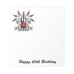 Grunge Guitar und Skull Notizblock