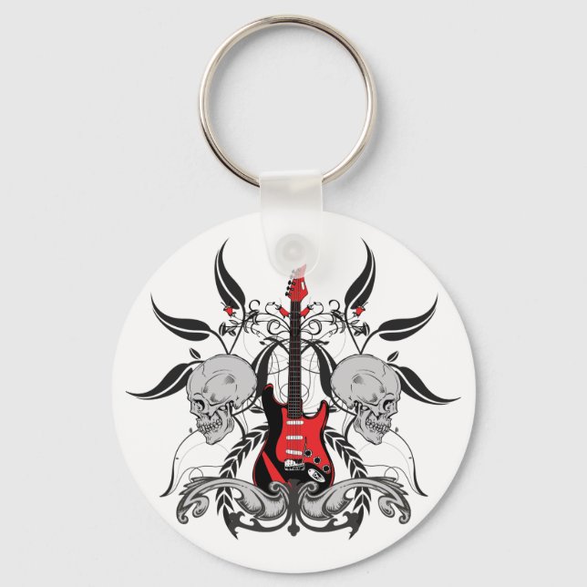 Grunge Guitar und Skull Schlüsselanhänger (Vorderseite)