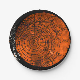 Grunge Halloween Spidernetze Pappteller