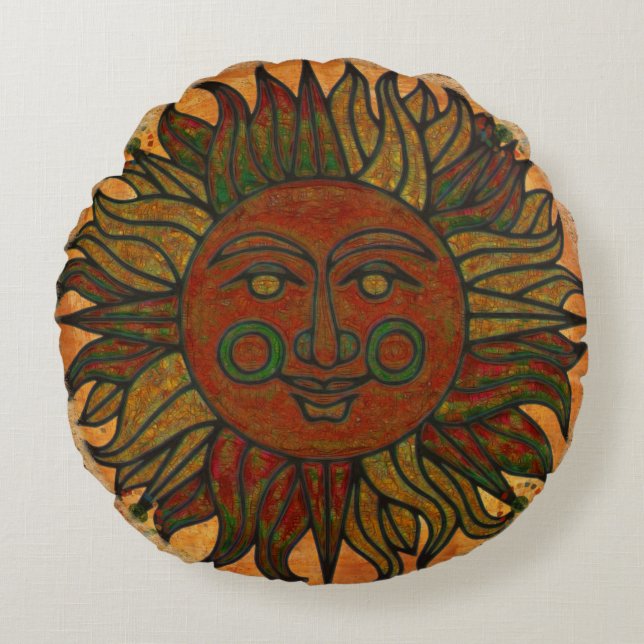 Grunge Harvest New Age Rundes Kissen (Vorderseite)