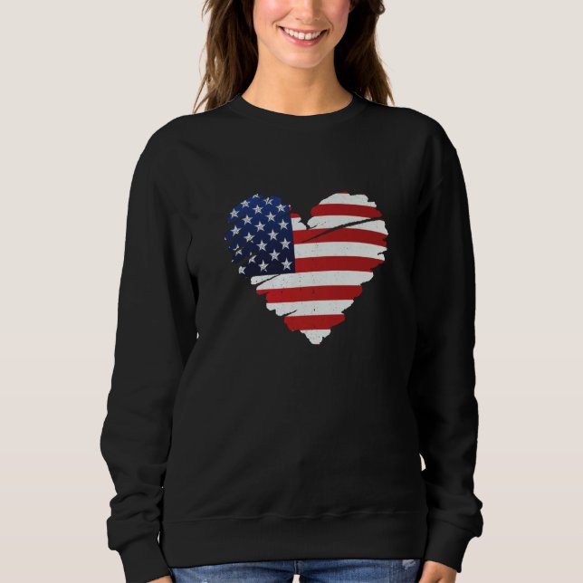 Grunge Heart USA Flag Patriotic Valentine's Day Sweatshirt (Vorderseite)