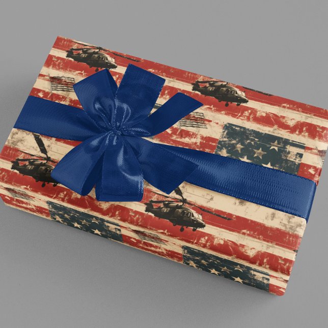 Grunge Helicopter Military USA Flag Geschenkpapier (Von Creator hochgeladen)