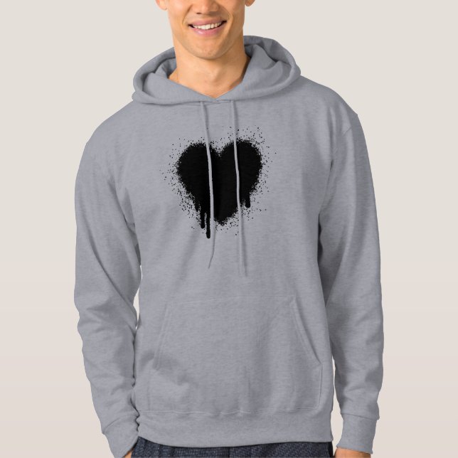 Grunge Herz - Schwarz Hoodie (Vorderseite)