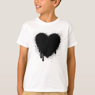 Grunge Herz - Schwarz T-Shirt