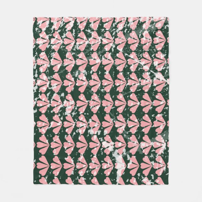 Grunge Herzen und Blume Muster. Fleecedecke (Vorderseite)