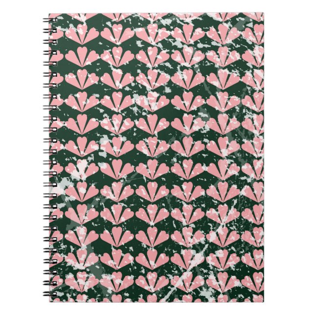 Grunge Herzen und Blume Muster. Notizblock (Vorderseite)