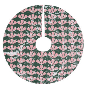 Grunge Herzen und Blume Muster. Polyester Weihnachtsbaumdecke