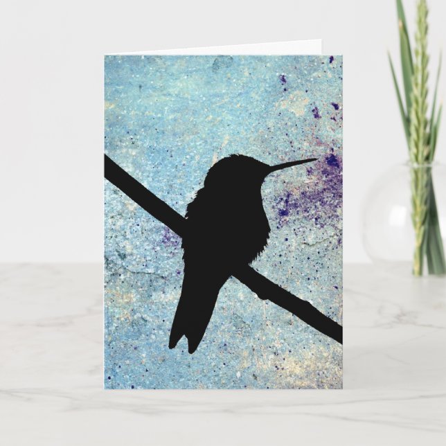 Grunge Hummingbird, Deutscher Geburtstag Karte (Vorderseite)