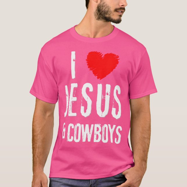 Grunge I Liebe Jesus Cowboys Christlich T-Shirt (Vorderseite)
