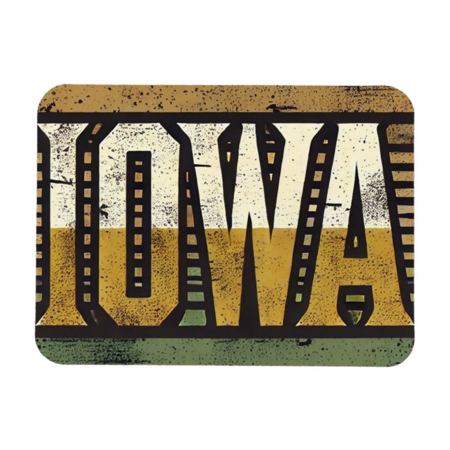 Grunge Iowa Magnet (Horizontal)