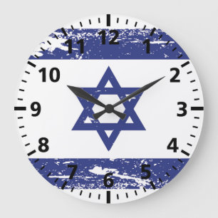 Grunge Israel Flag Große Wanduhr
