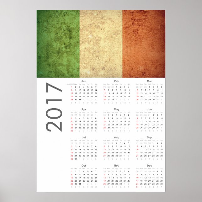 Grunge Italy Flag Calendar 2017 Poster (Vorne)