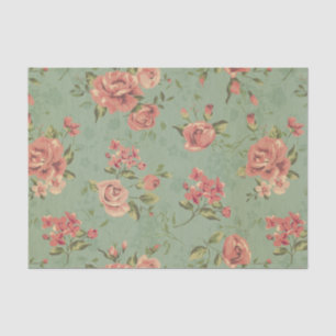 Grunge, Jade, Koralle, mit Blumen, Vintag, Shabby Seidenpapier