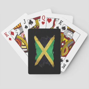Grunge Jamaica-Flagge, Brush-Takt, Jamaika-Flagge Spielkarten