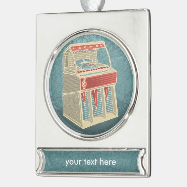 Grunge Jukebox Banner-Ornament Silber (Links)