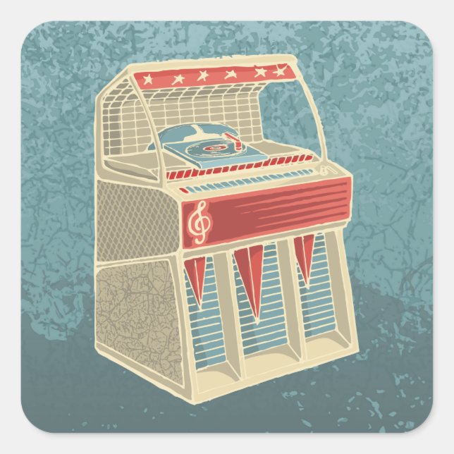 Grunge Jukebox Quadratischer Aufkleber (Vorderseite)