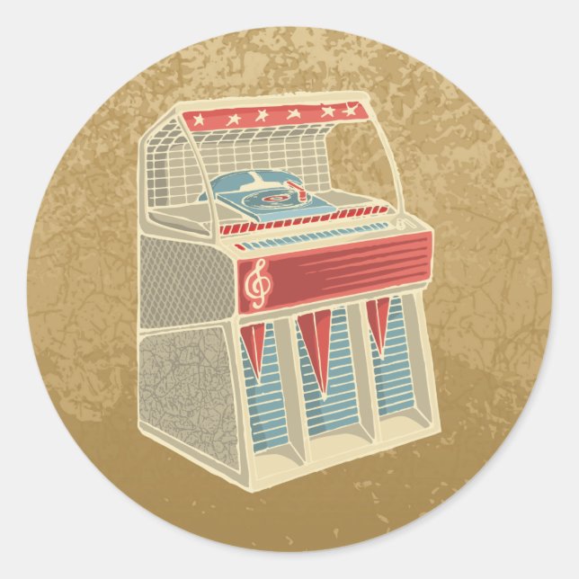 Grunge Jukebox Runder Aufkleber (Vorderseite)