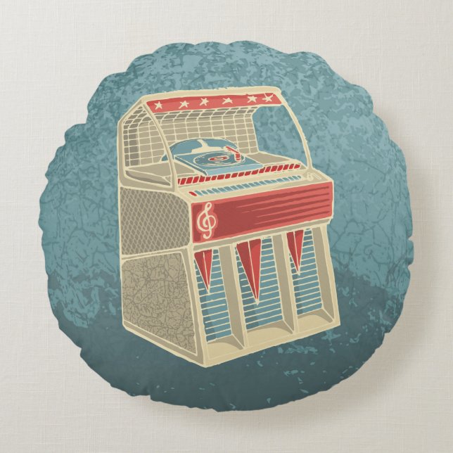Grunge Jukebox Rundes Kissen (Vorderseite)